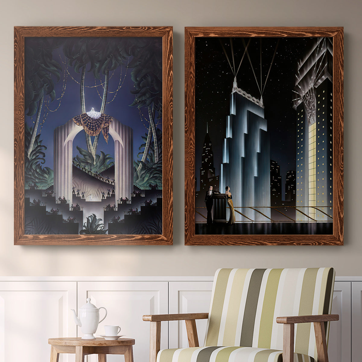 Deco Paradise - Premium Framed Canvas 2 Piece Set - Ready to Hang