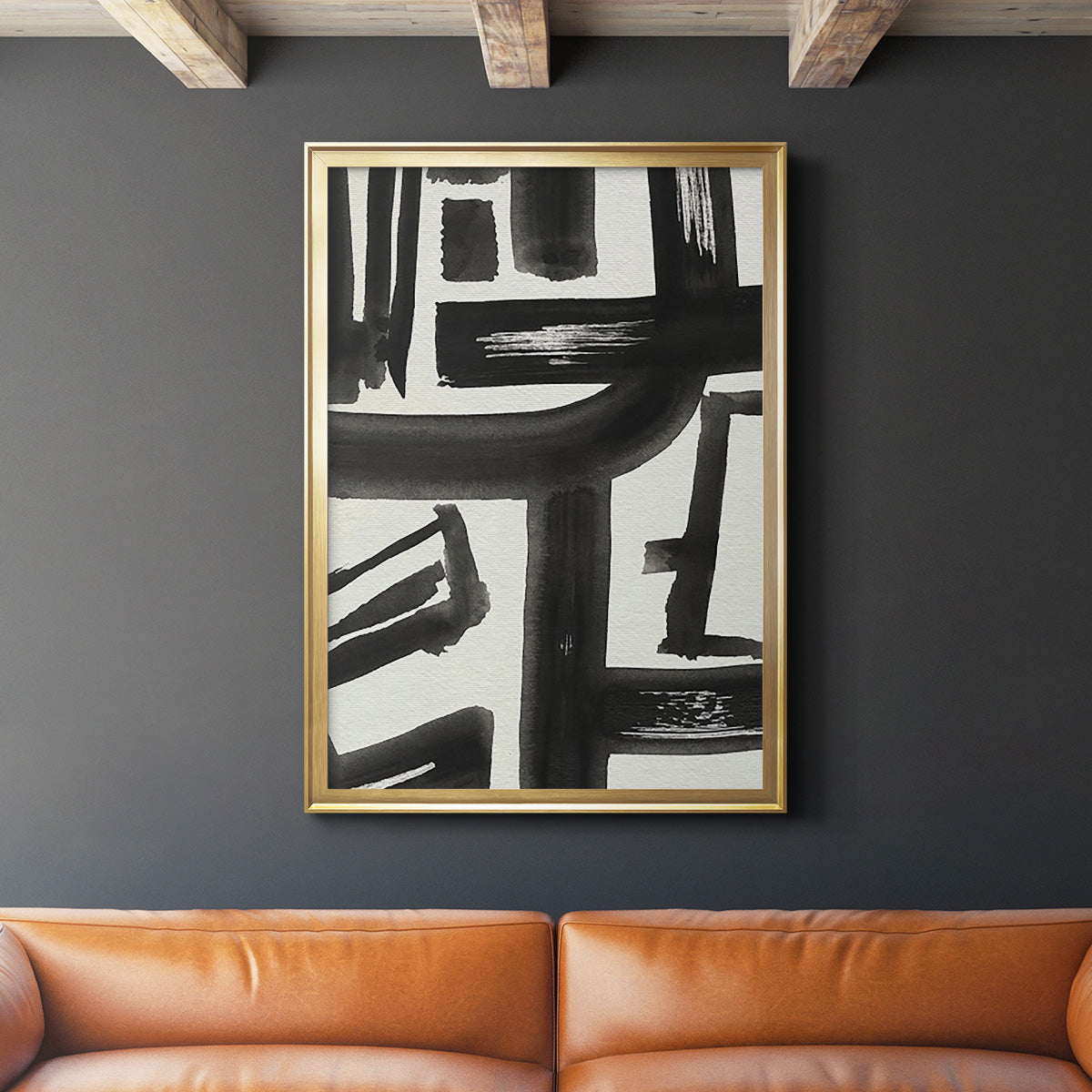 Inkwell Intersect II - Modern Framed Canvas Print