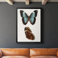 Antique Blue Butterflies IV - Modern Framed Canvas Print