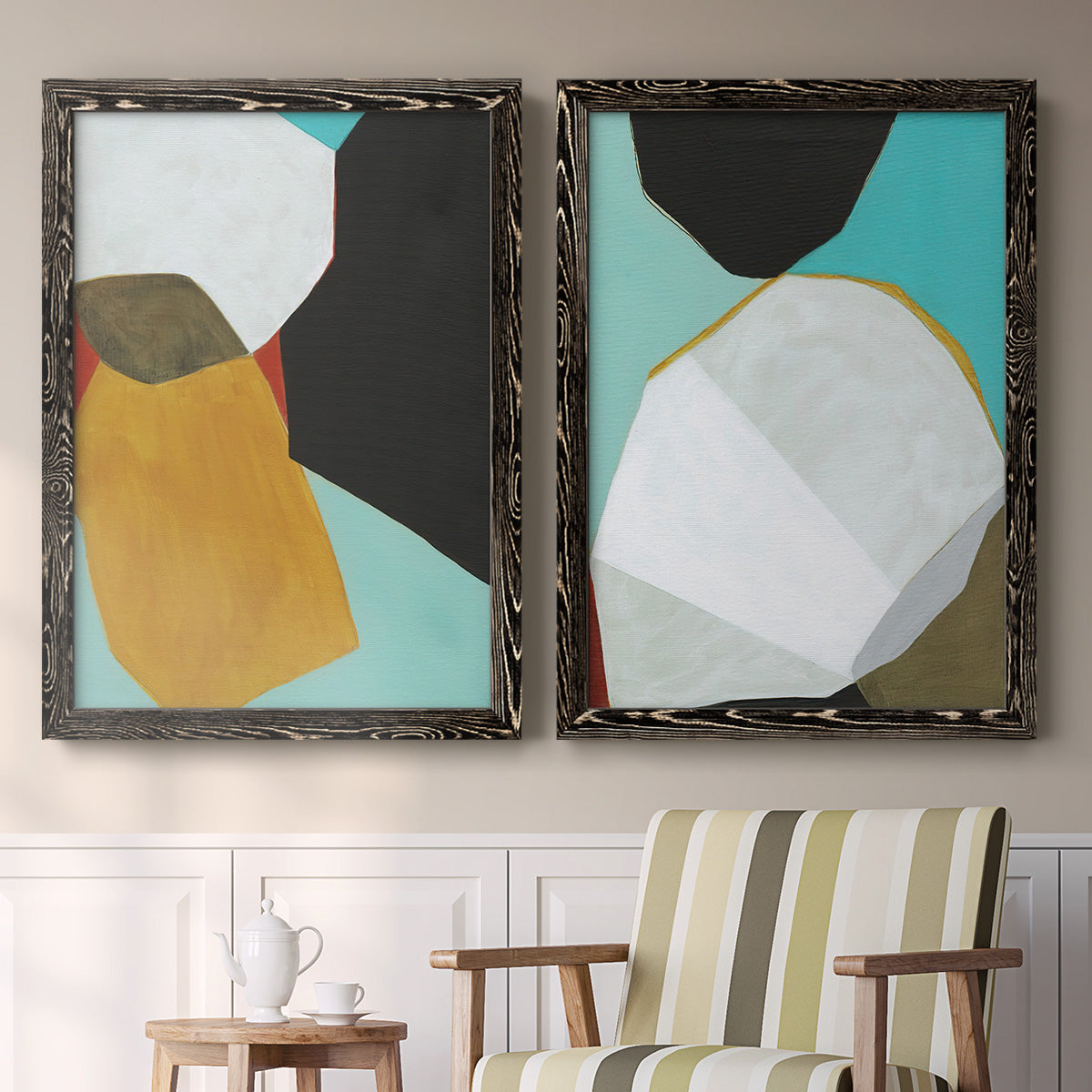 Graphica I - Premium Framed Canvas 2 Piece Set - Ready to Hang