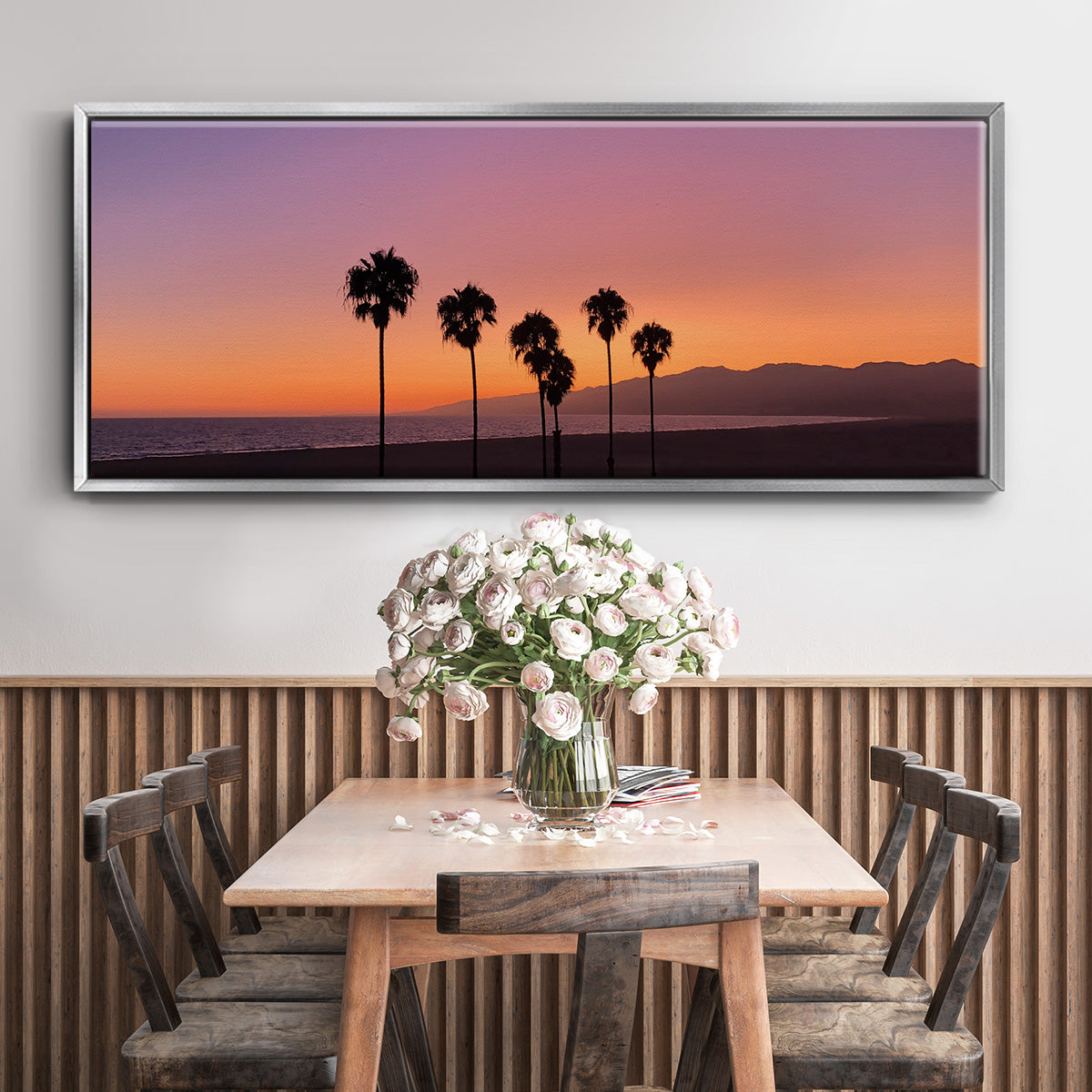Sunset of Santa Monica - Floater Framed Canvas Print