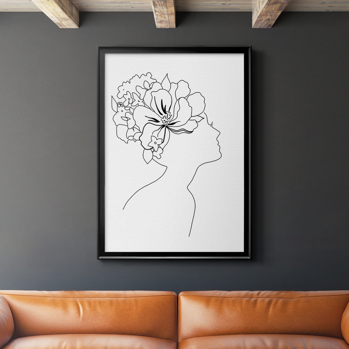Fashion Floral Sketch I - Modern Framed Canvas Print