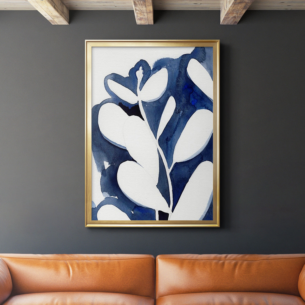 Blue Eucalyptus II - Modern Framed Canvas Print