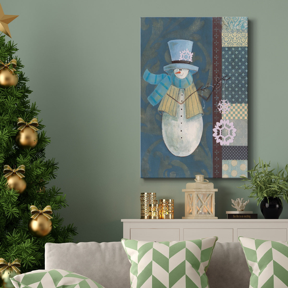 Snowman Patchwork III Premium Gallery Wrapped Canvas - Ready to Hang