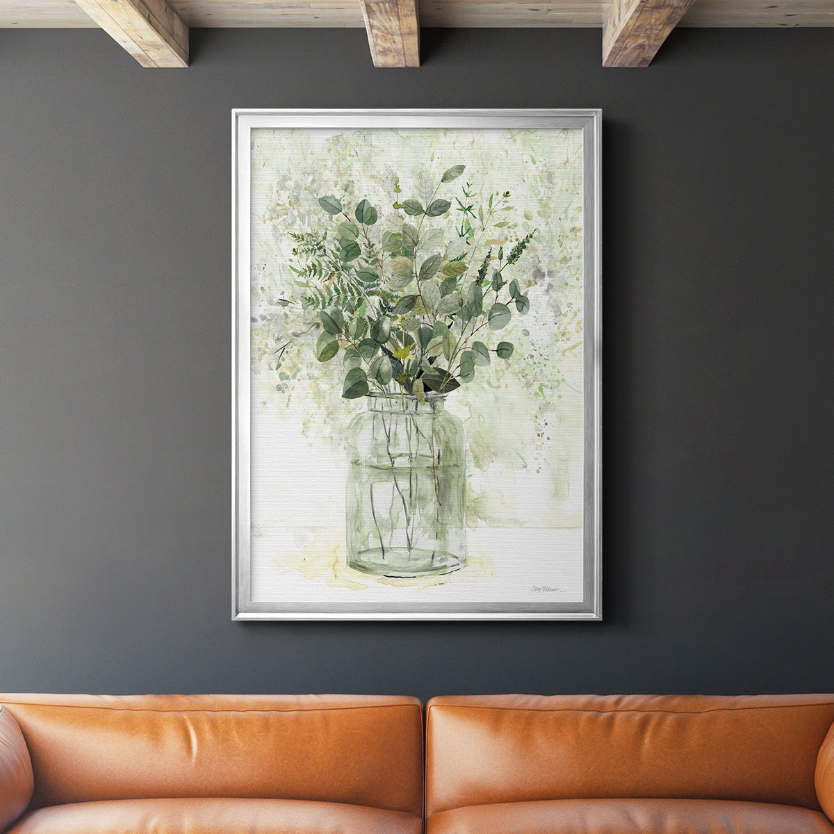 Delicate Greenery II - Modern Framed Canvas Print