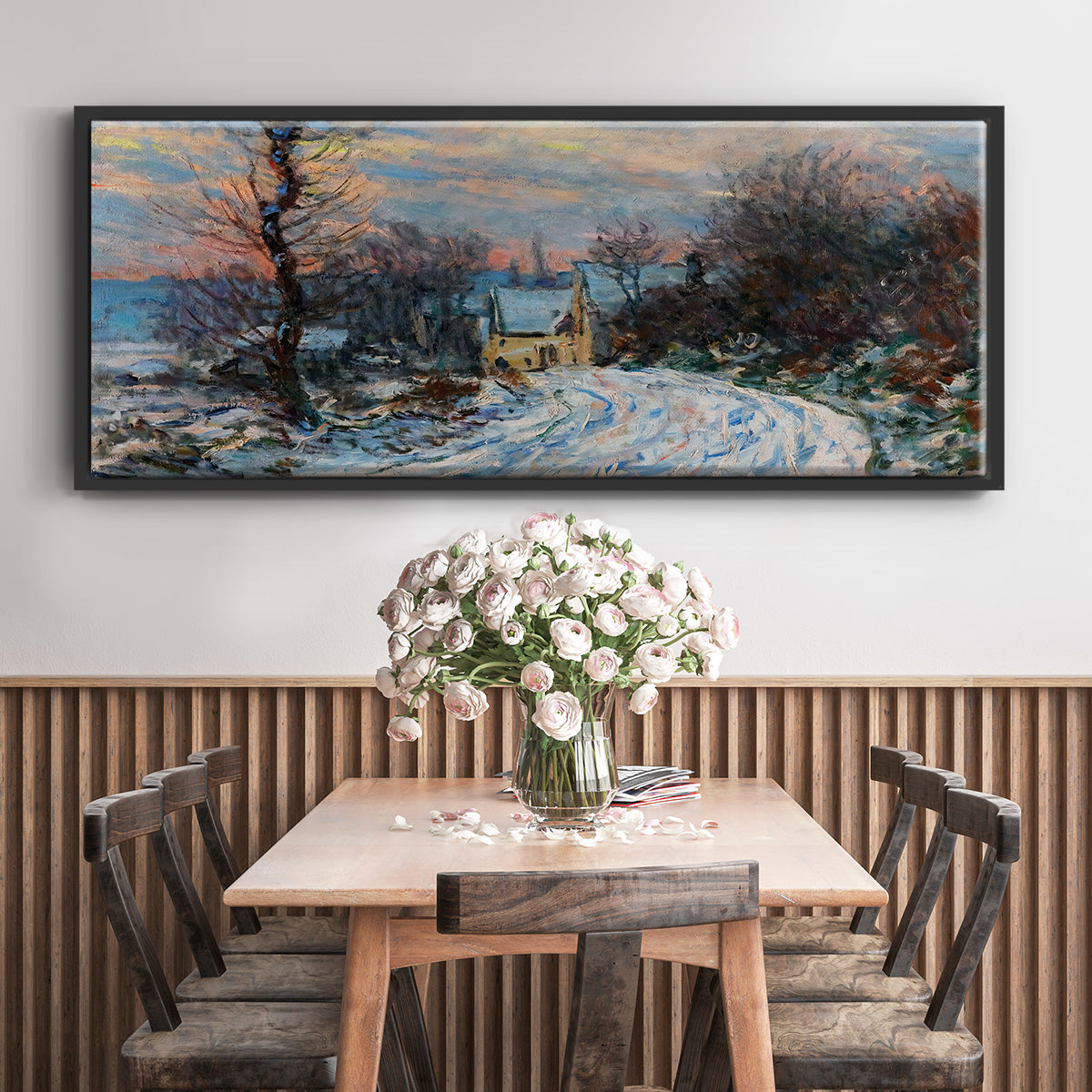 Road to Giverny in Winter, 1885 - Floater Framed Canvas Print