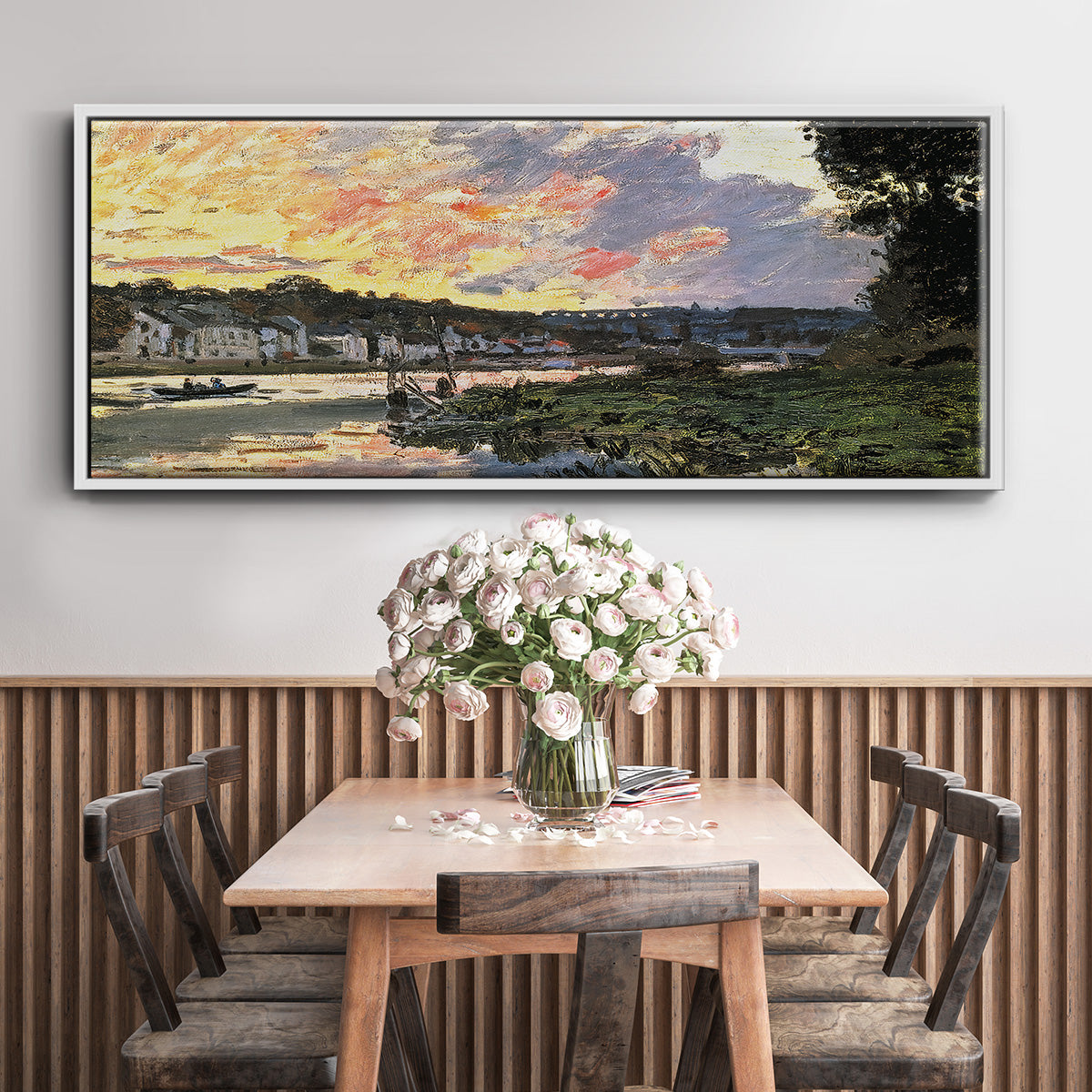 The Seine at Bougival in the Evening, 1870 - Floater Framed Canvas Print
