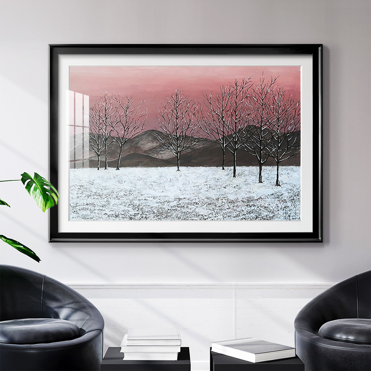 Sunset Snowfall II - Modern Framed Art Print