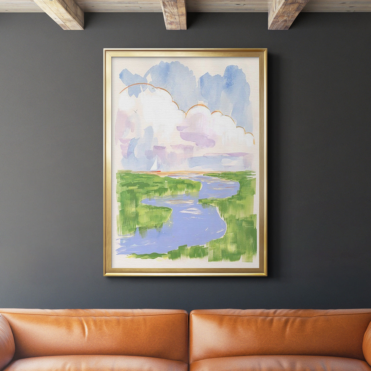 Low Country River Vista I - Modern Framed Canvas Print