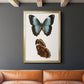 Antique Blue Butterflies IV - Modern Framed Canvas Print