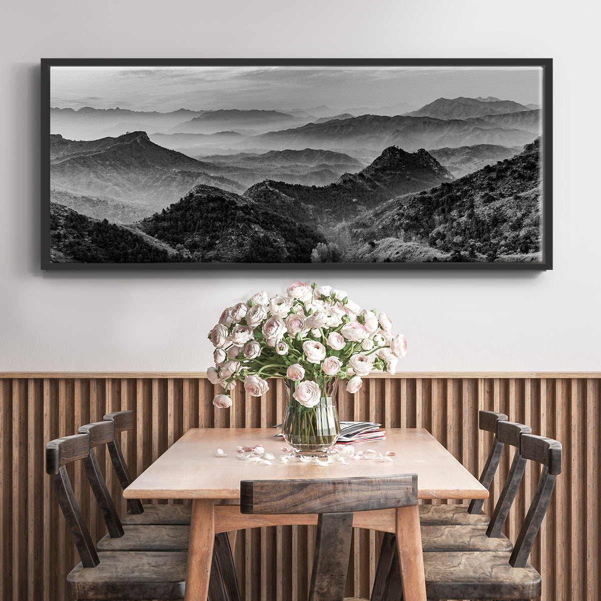 Mountains of the Great Wall - Floater Framed Canvas Print