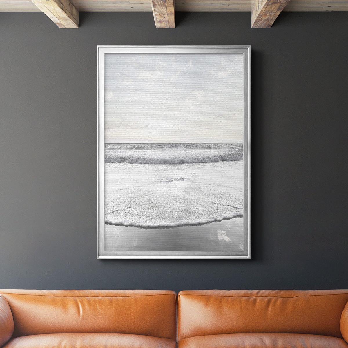 Serene Shore - Modern Framed Canvas Print