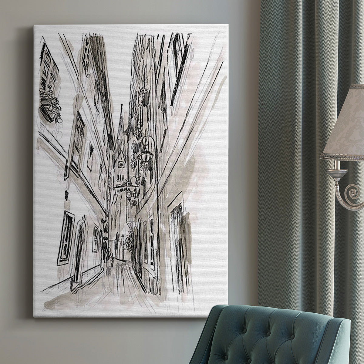 Europe Street Sketches III Premium Gallery Wrapped Canvas - Ready to Hang