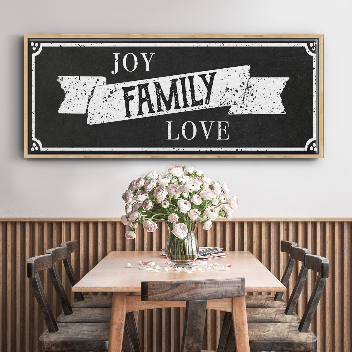 Joy Family Love - Floater Framed Canvas Print