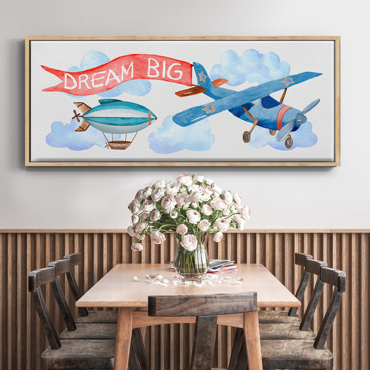 Dream Big Airplane - Floater Framed Canvas Print
