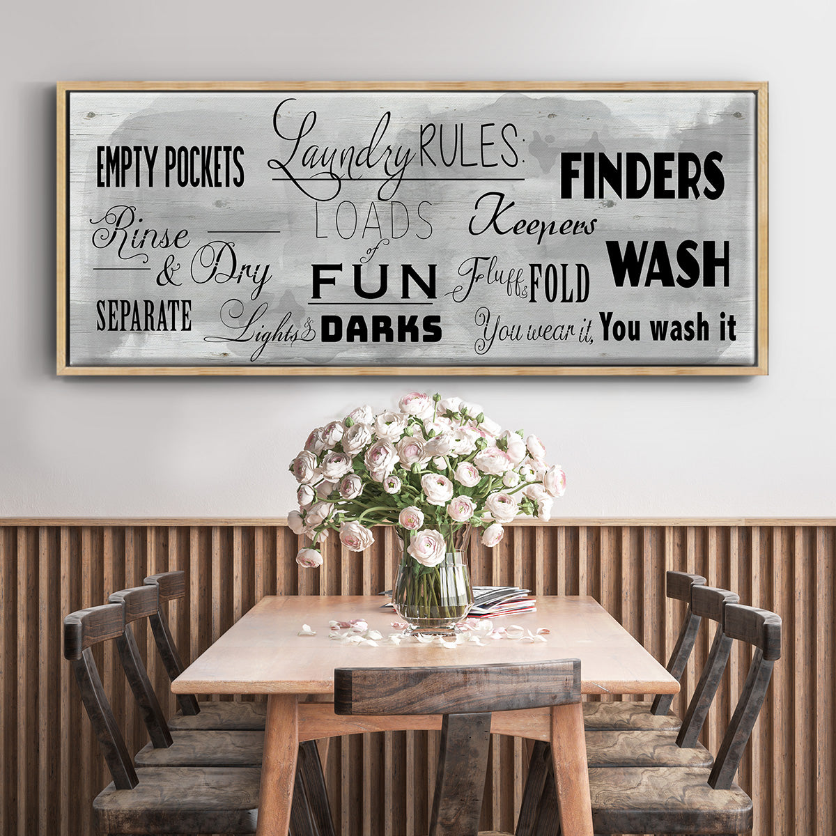 Laundry Rules - Floater Framed Canvas Print