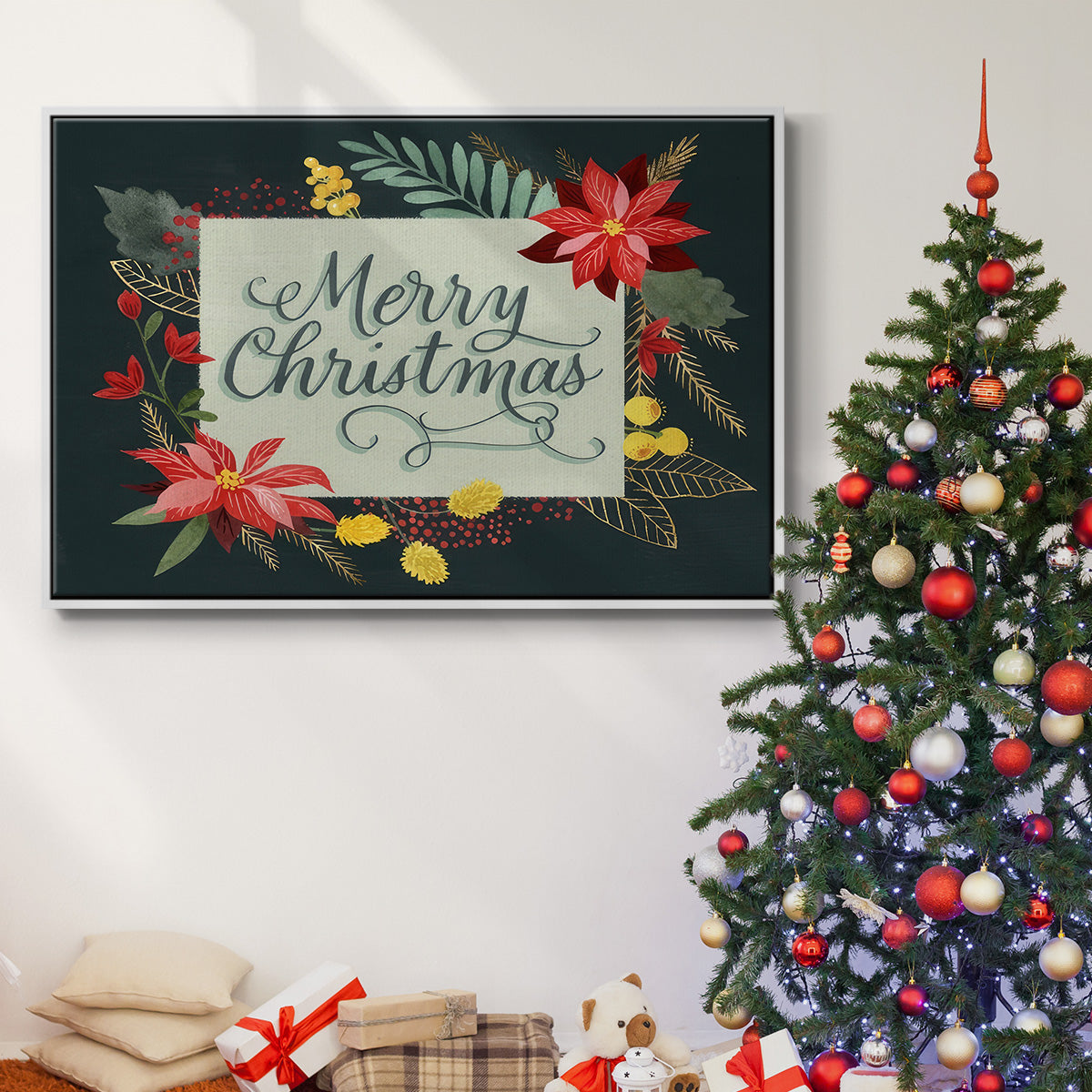 Bright Christmas Night  I - Framed Gallery Wrapped Canvas in Floating Frame