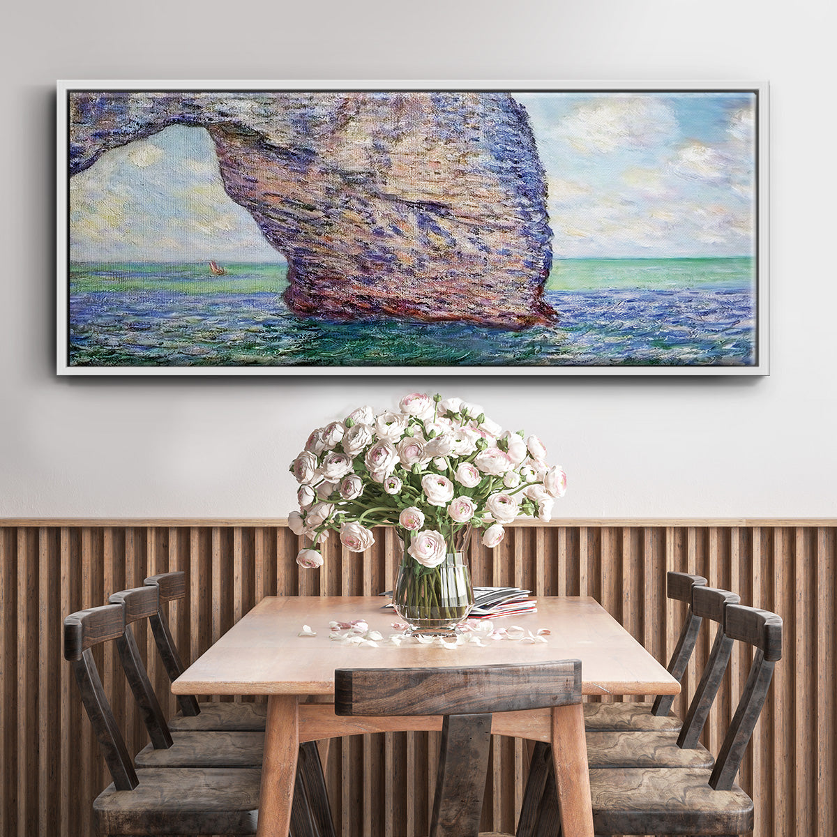 The Manneport at High Tide, 1885 - Floater Framed Canvas Print