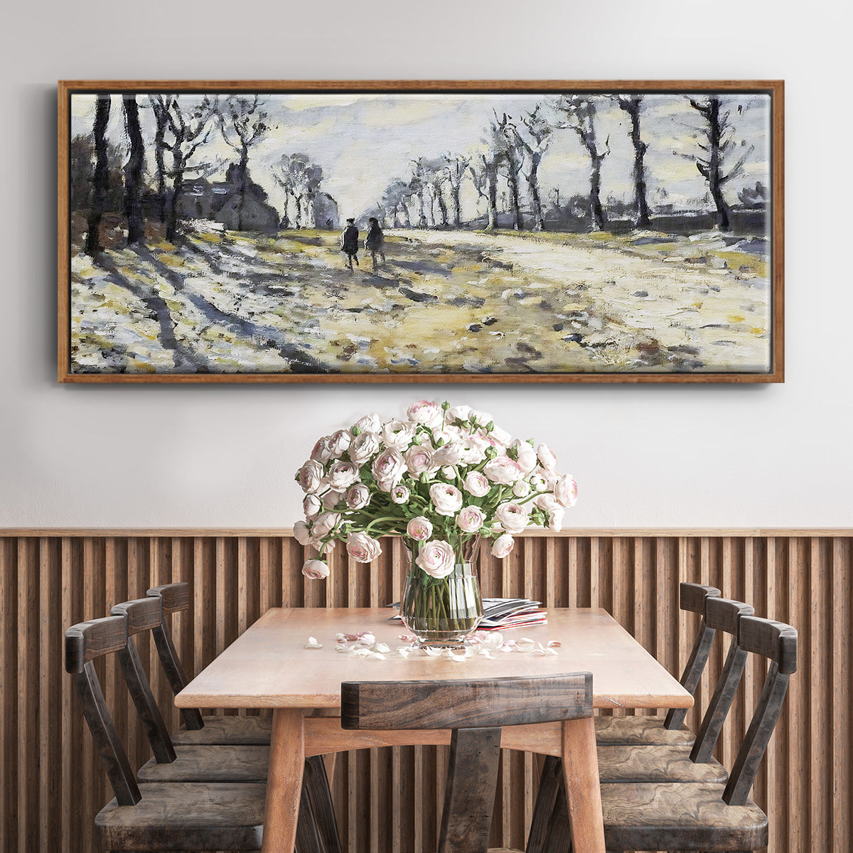 The Road, Effect of Snow at Sunset, 1869 - Floater Framed Canvas Print
