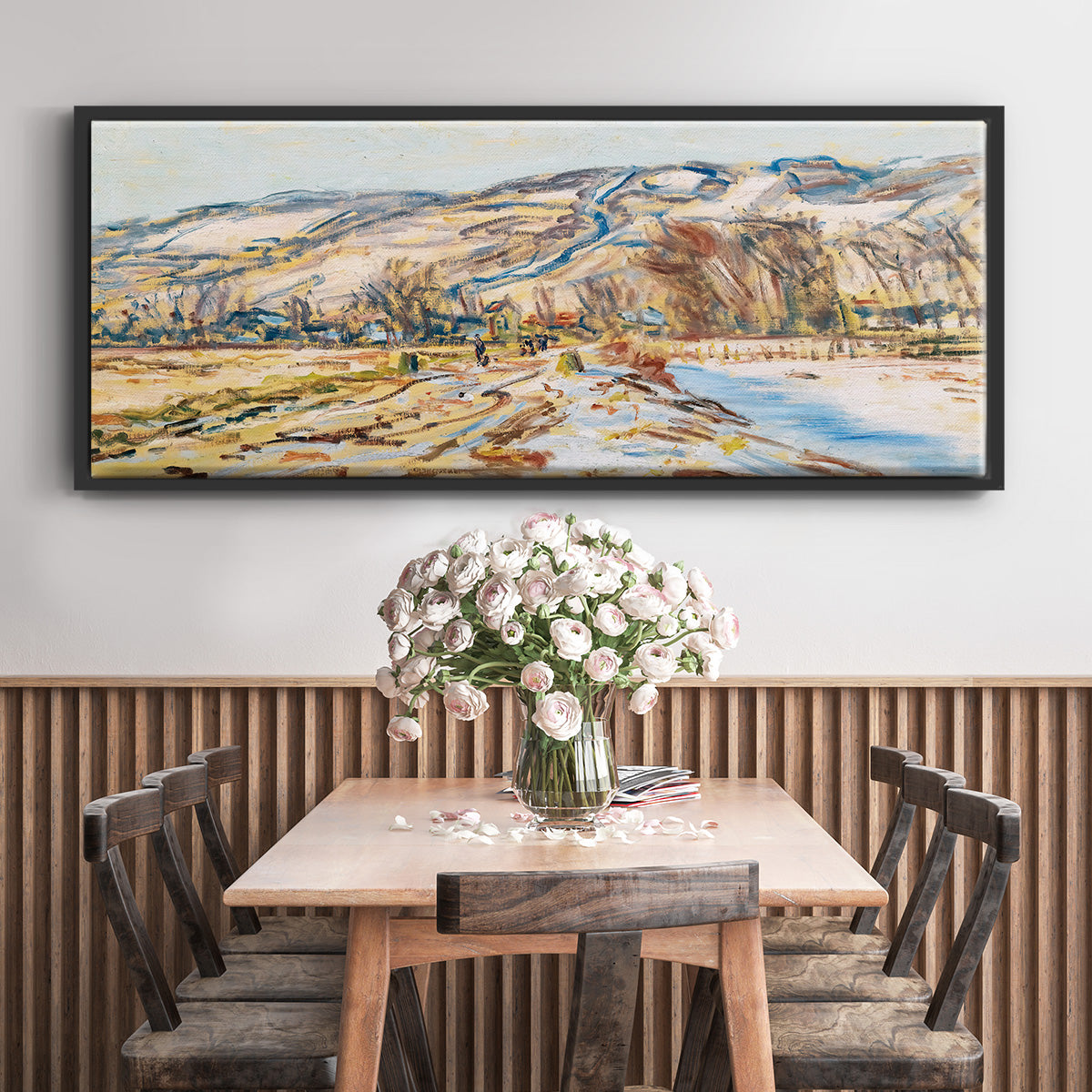 Winter at Giverny, 1886 - Floater Framed Canvas Print