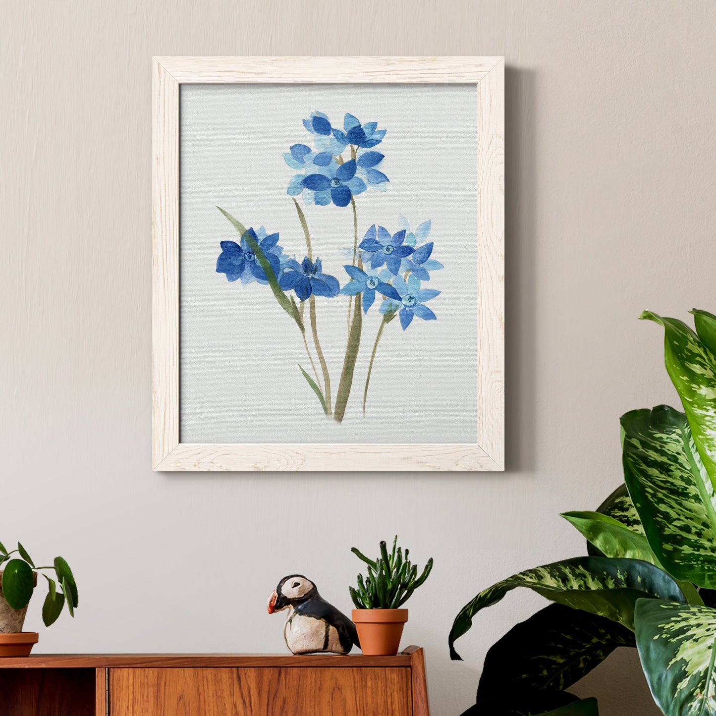 Blue Blossom Botanical I - Premium Canvas Framed in Barnwood - Ready to Hang