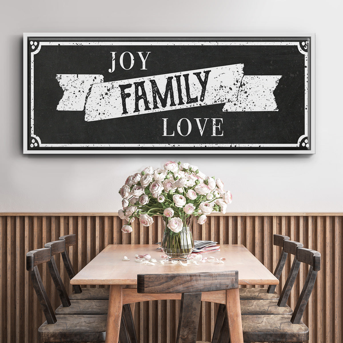 Joy Family Love - Floater Framed Canvas Print