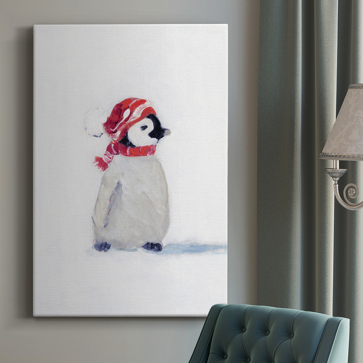 Penguin Play I Premium Gallery Wrapped Canvas - Ready to Hang