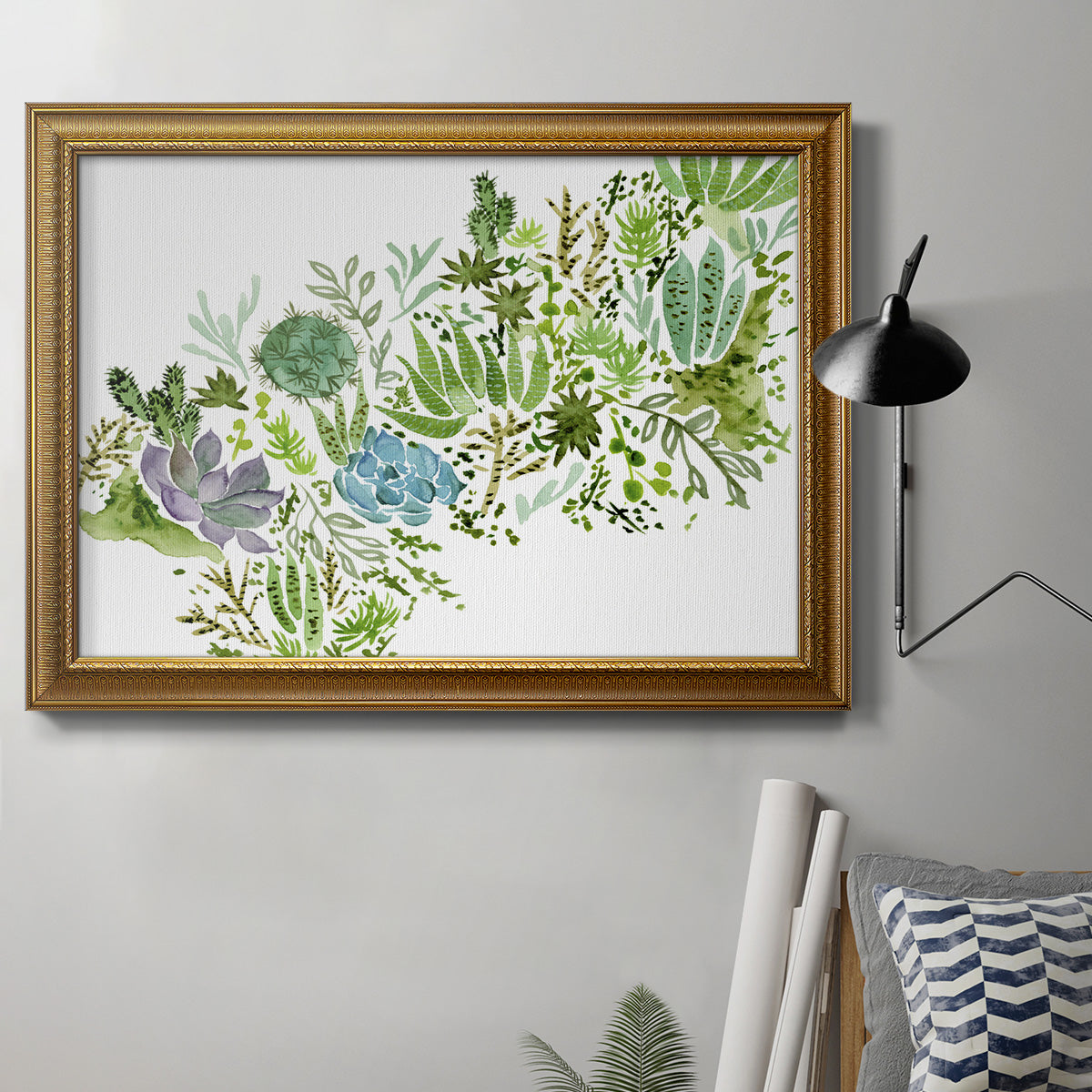 Succulent Field I Premium Framed Canvas- Ready to Hang