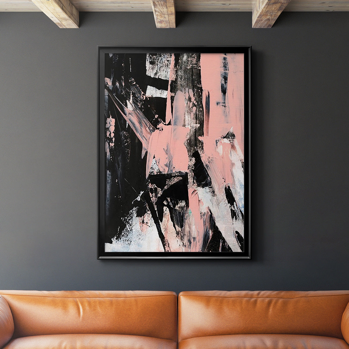 Black & Blush II - Modern Framed Canvas Print