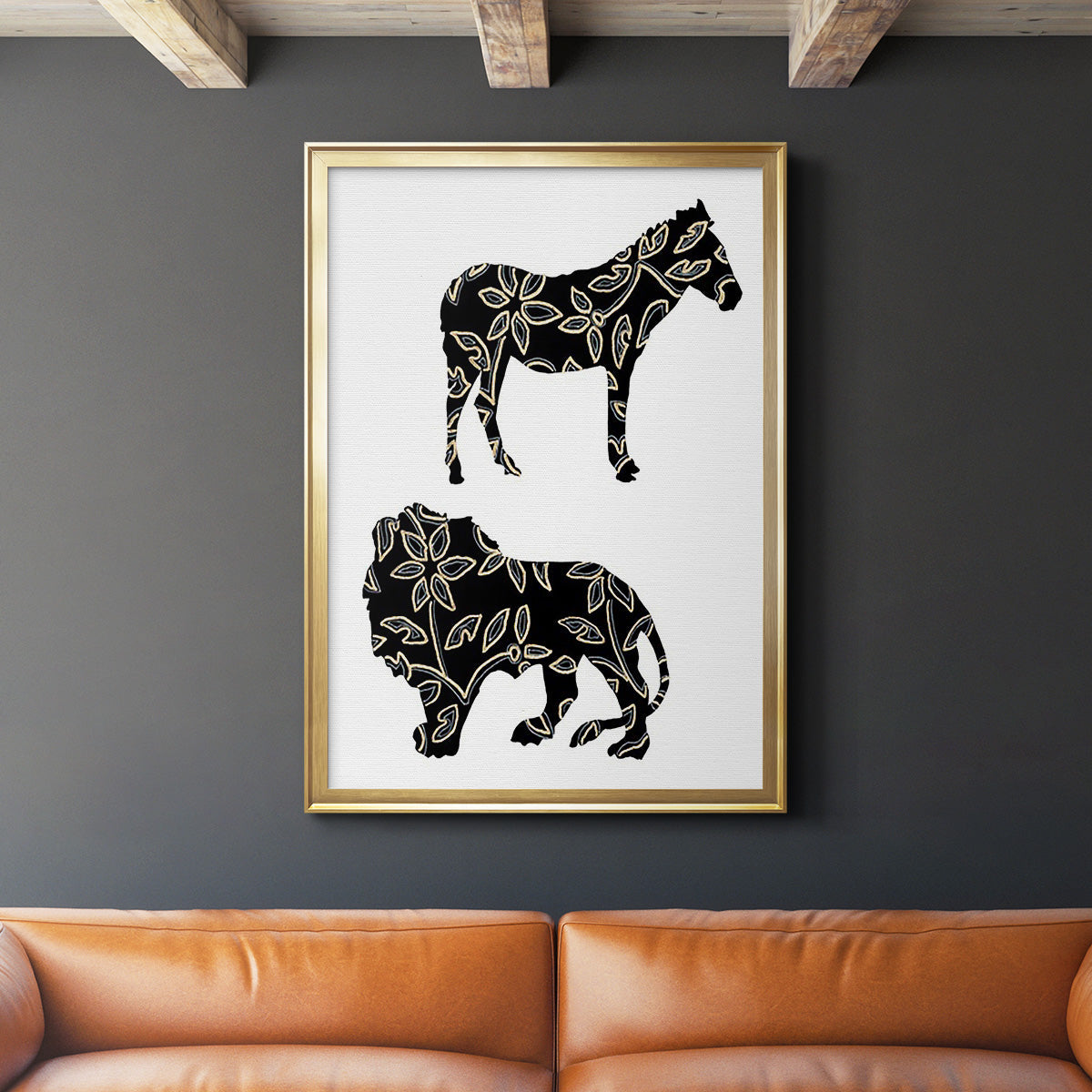 Ornamental Safari Animals I - Modern Framed Canvas Print