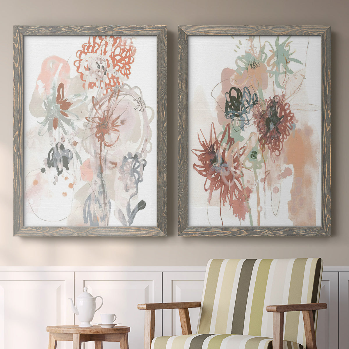 Petal Drift III - Premium Framed Canvas 2 Piece Set - Ready to Hang