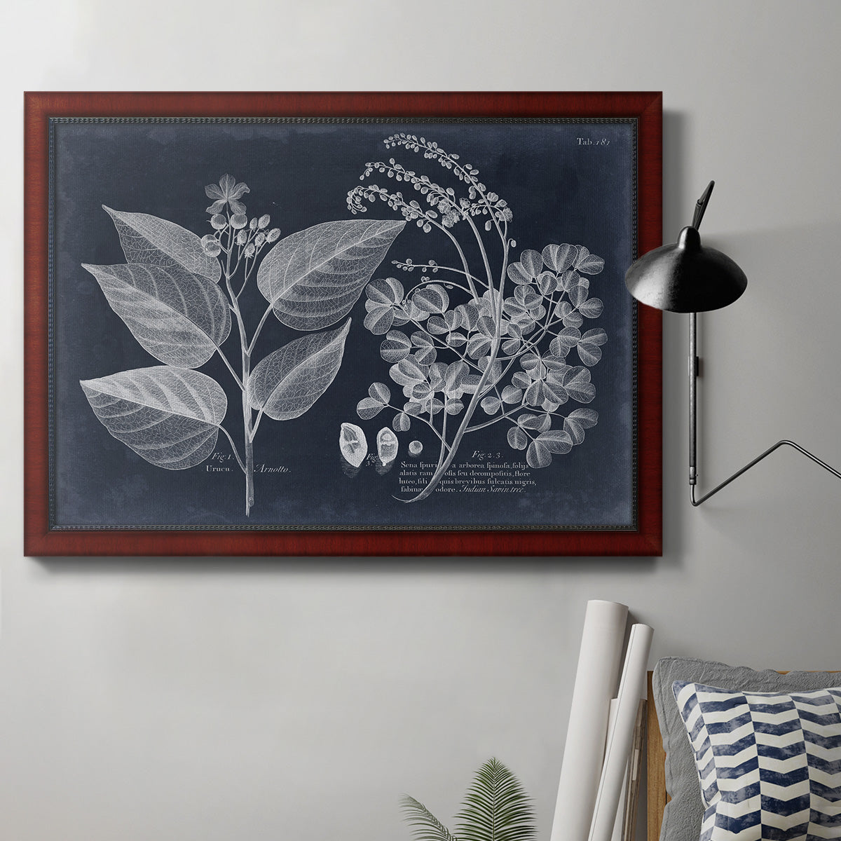 Foliage on Navy III Premium Framed Canvas- Ready to Hang