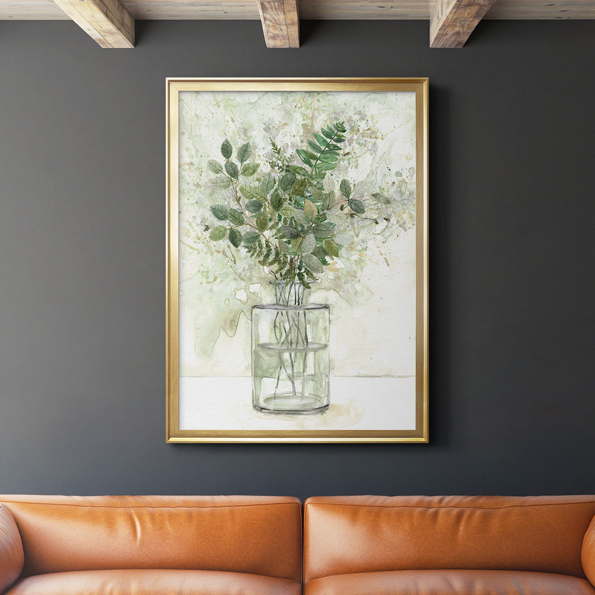 Delicate Greenery I - Modern Framed Canvas Print