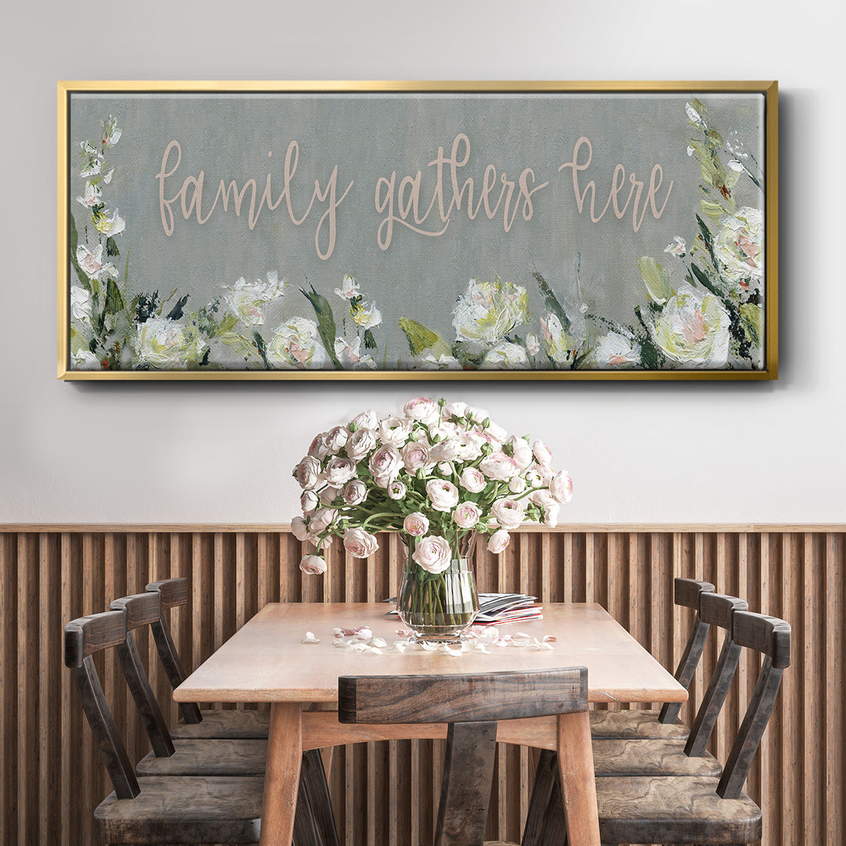 Family Gathers - Floater Framed Canvas Print