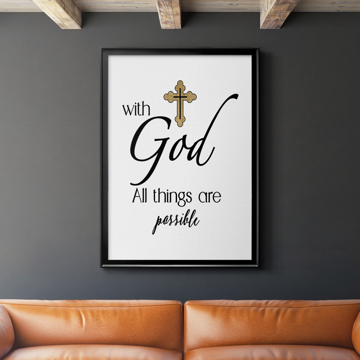 All Things Possible Gold - Modern Framed Canvas Print