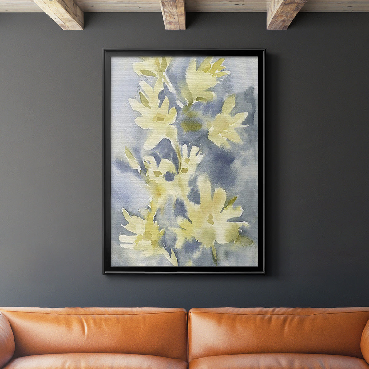 Forsythia Blooms I - Modern Framed Canvas Print