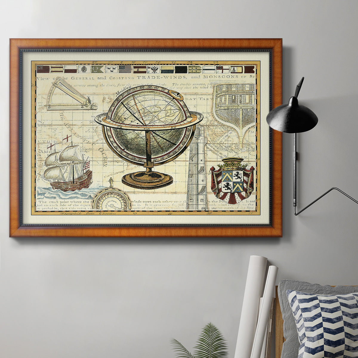 Nautical Map II Premium Framed Canvas- Ready to Hang