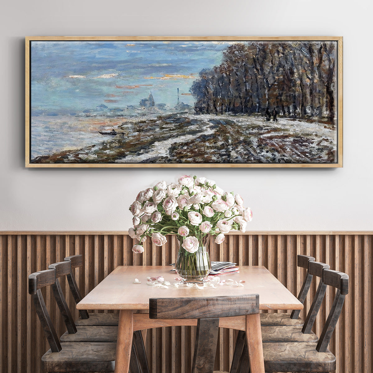 The Promenade at Argenteuil, Winter's Evening, 1875 - Floater Framed Canvas Print