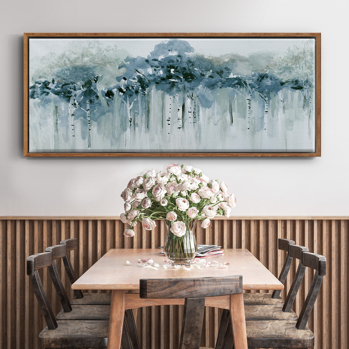 Blue Birch Morning - Floater Framed Canvas Print