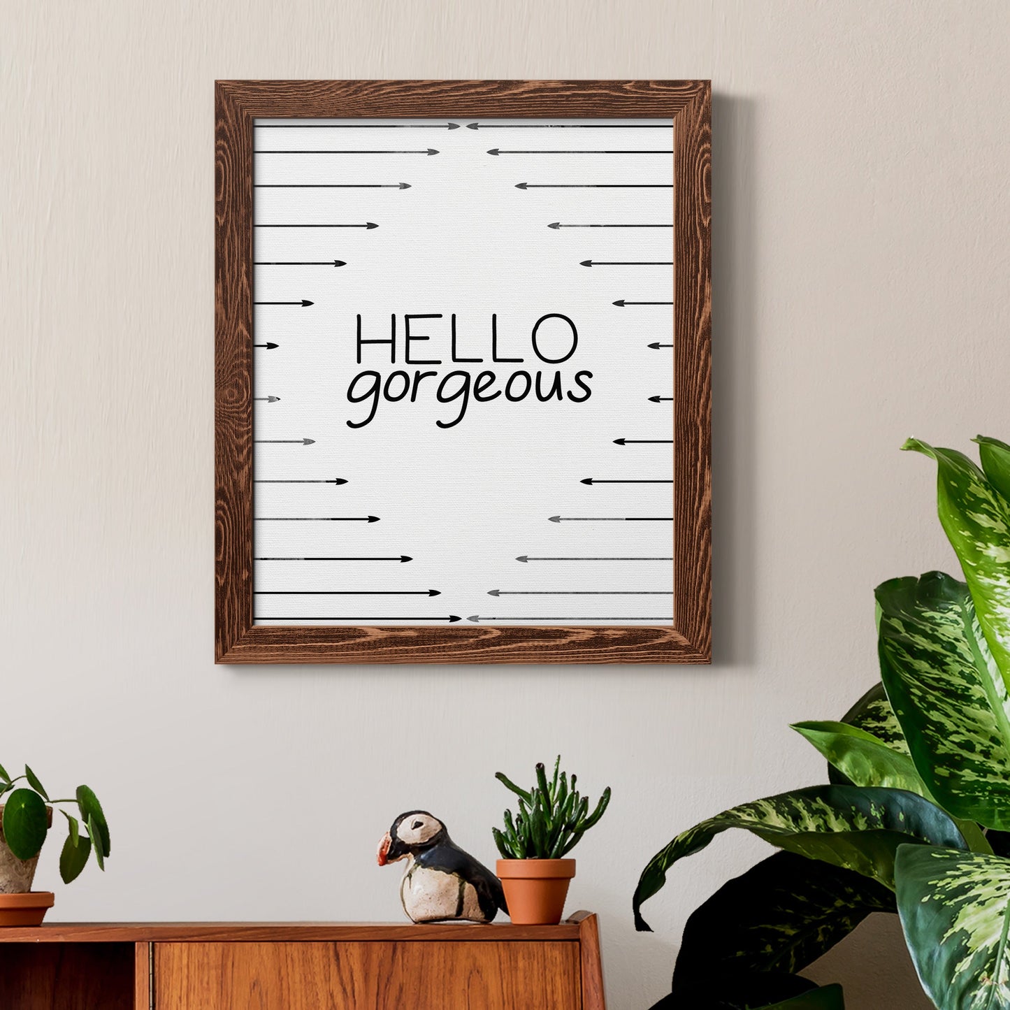 Hello Gorgeous - Premium Canvas Framed in Barnwood - Ready to Hang