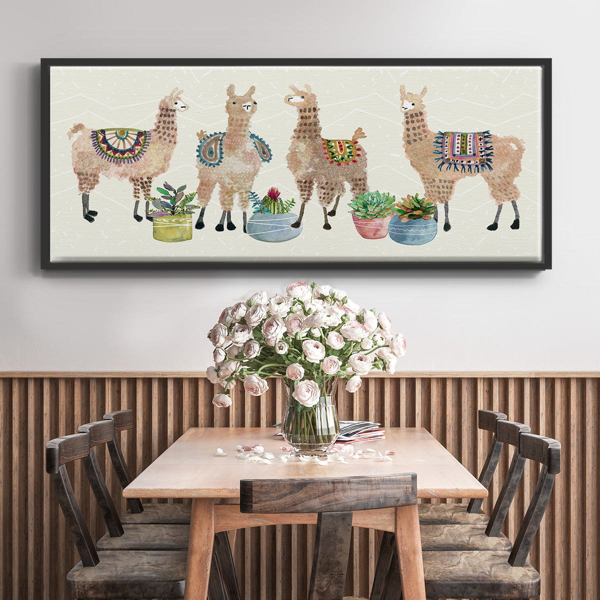 Llama Party - Floater Framed Canvas Print