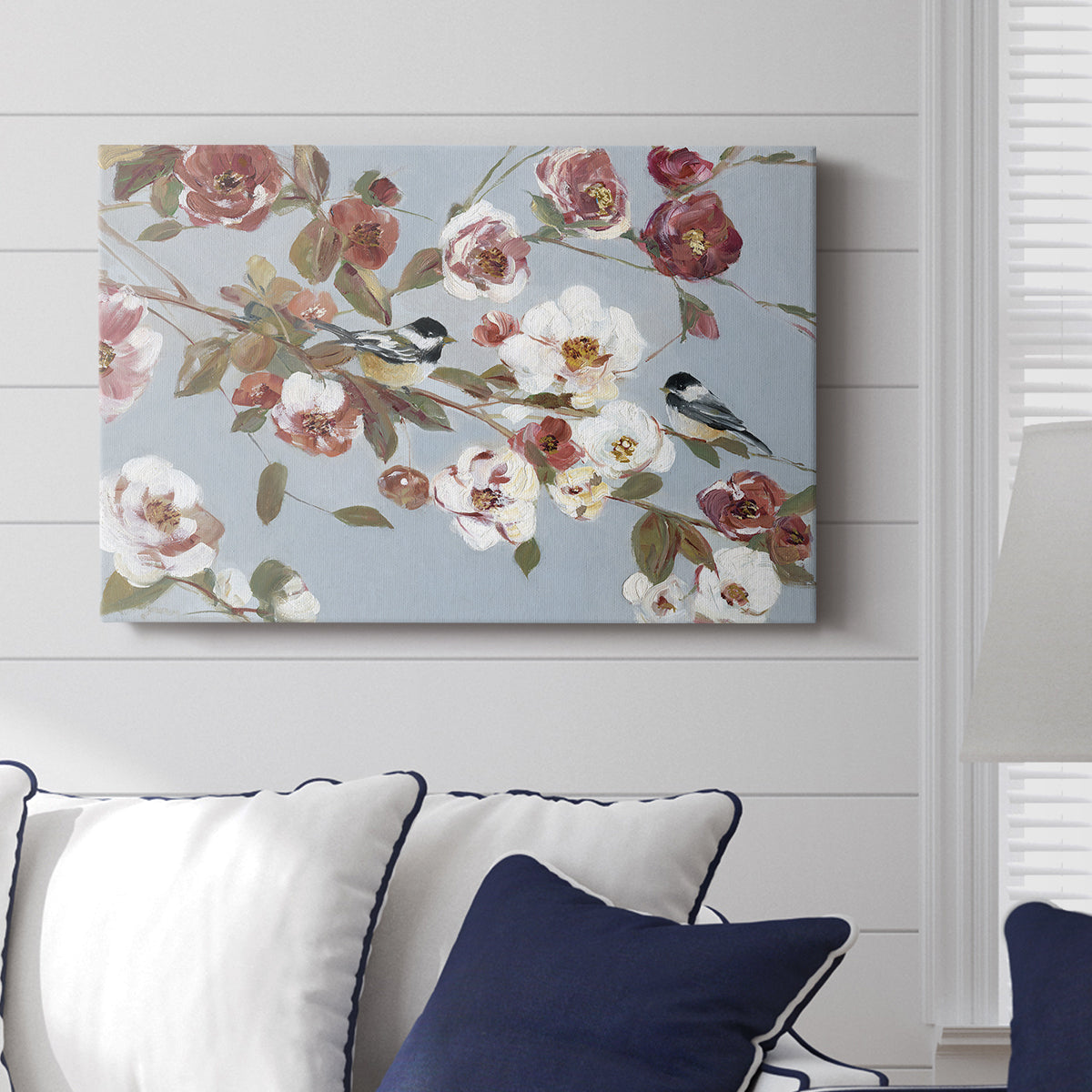 Chickadees and Blossoms II - Canvas Art Print