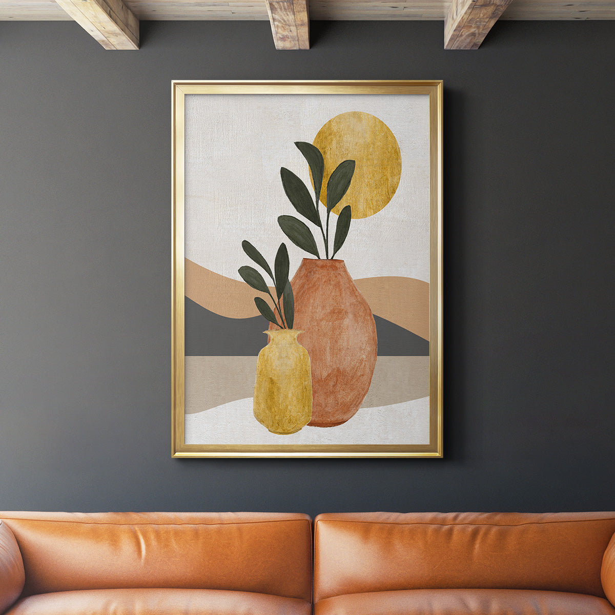Adobe Moon II - Modern Framed Canvas Print