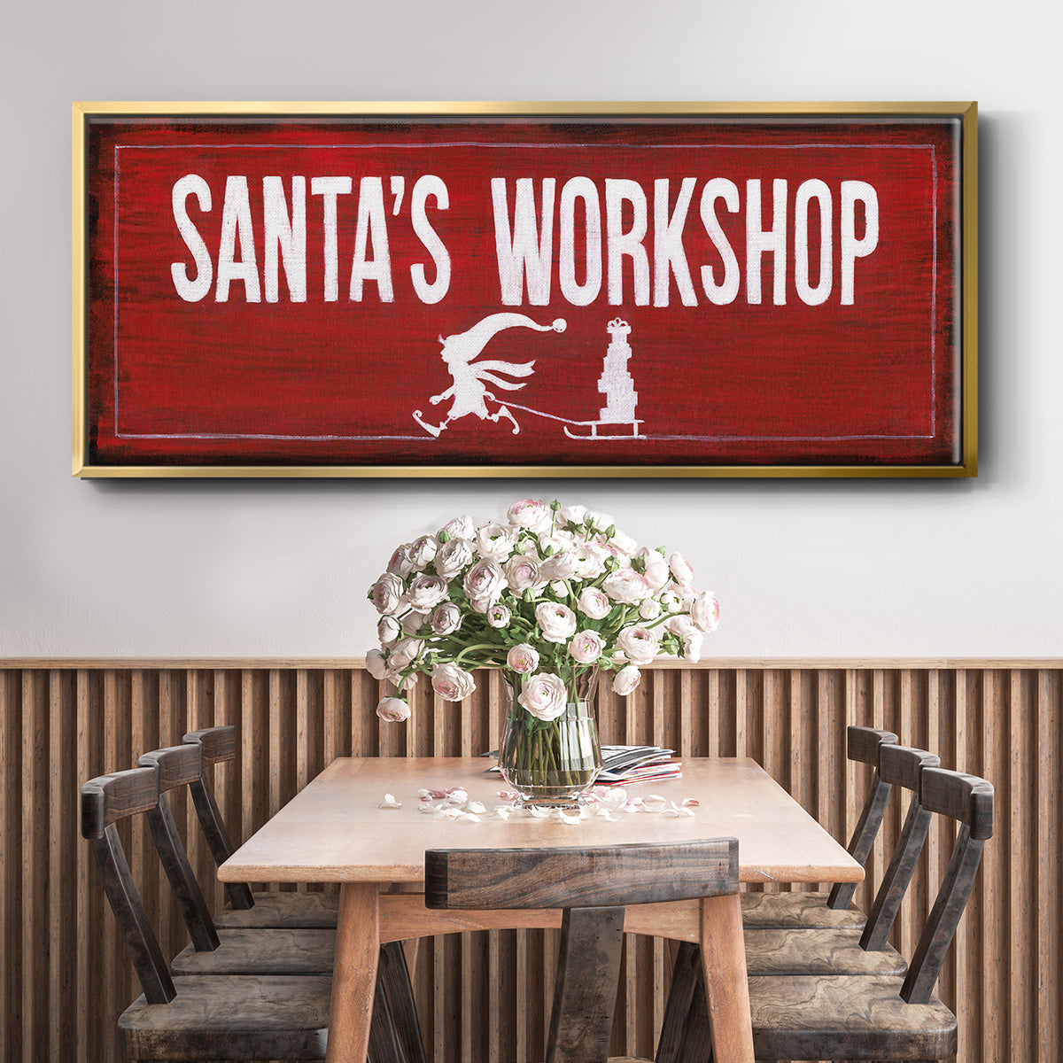 Santa's Workshop - Floater Framed Canvas Print