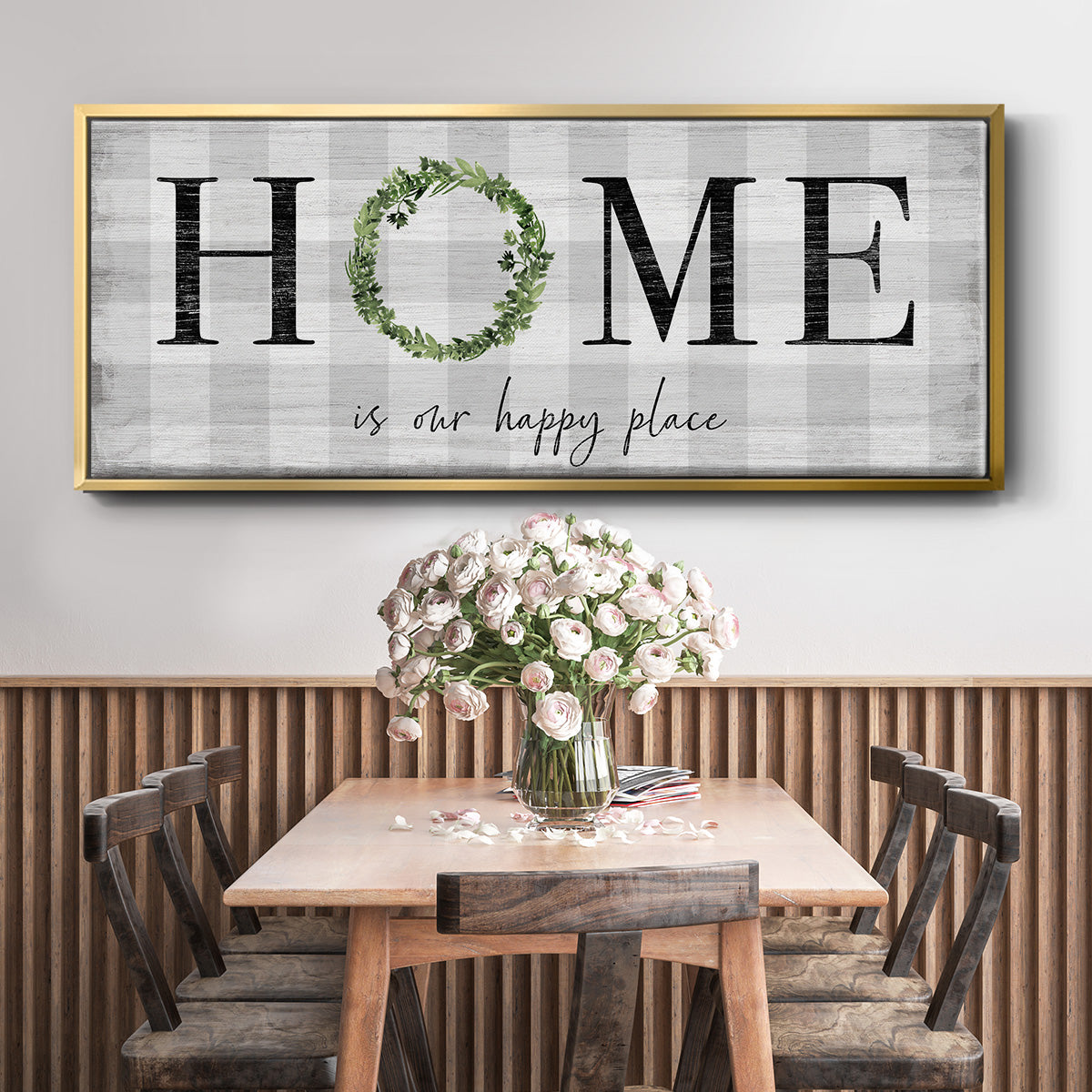 Home is Our Happy Place - Floater Framed Canvas Print