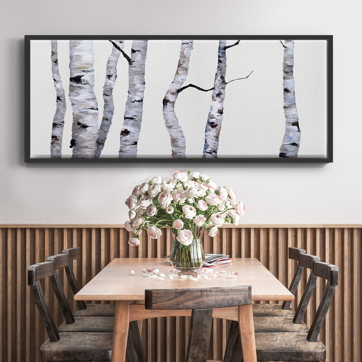 Birch Trees I - Floater Framed Canvas Print