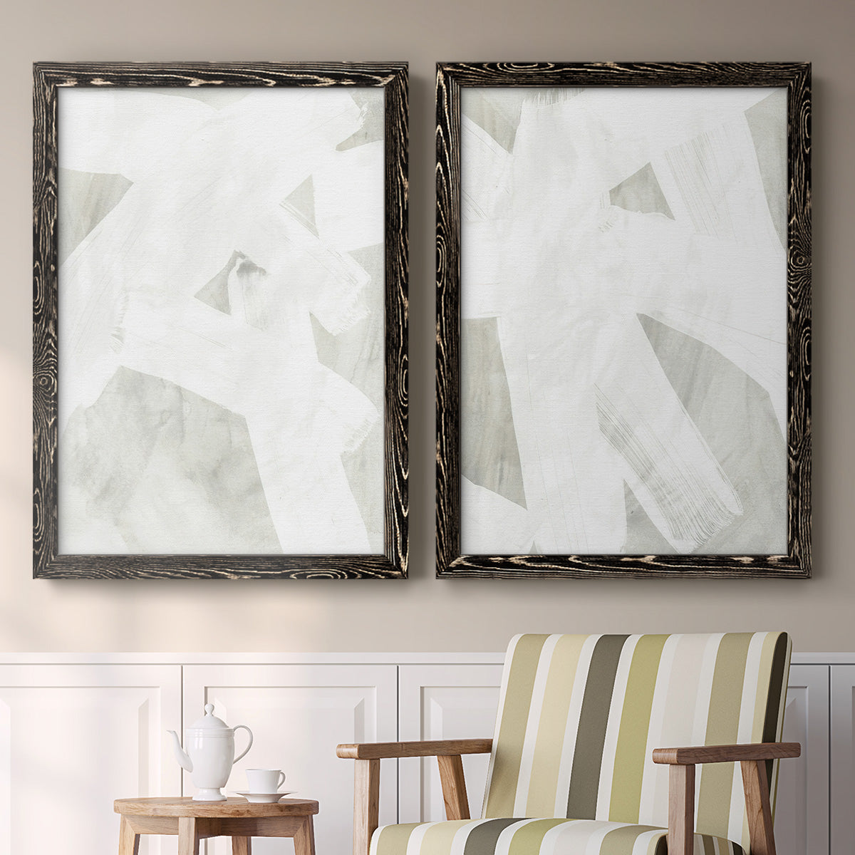 Stone Brush I - Premium Framed Canvas 2 Piece Set - Ready to Hang