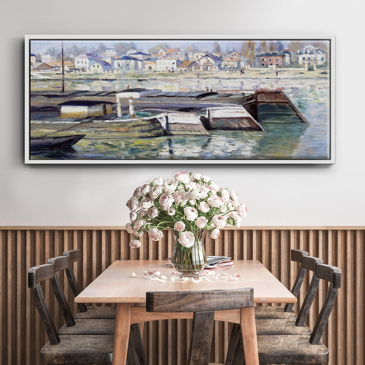 The Seine at Asnieres, 1873 - Floater Framed Canvas Print