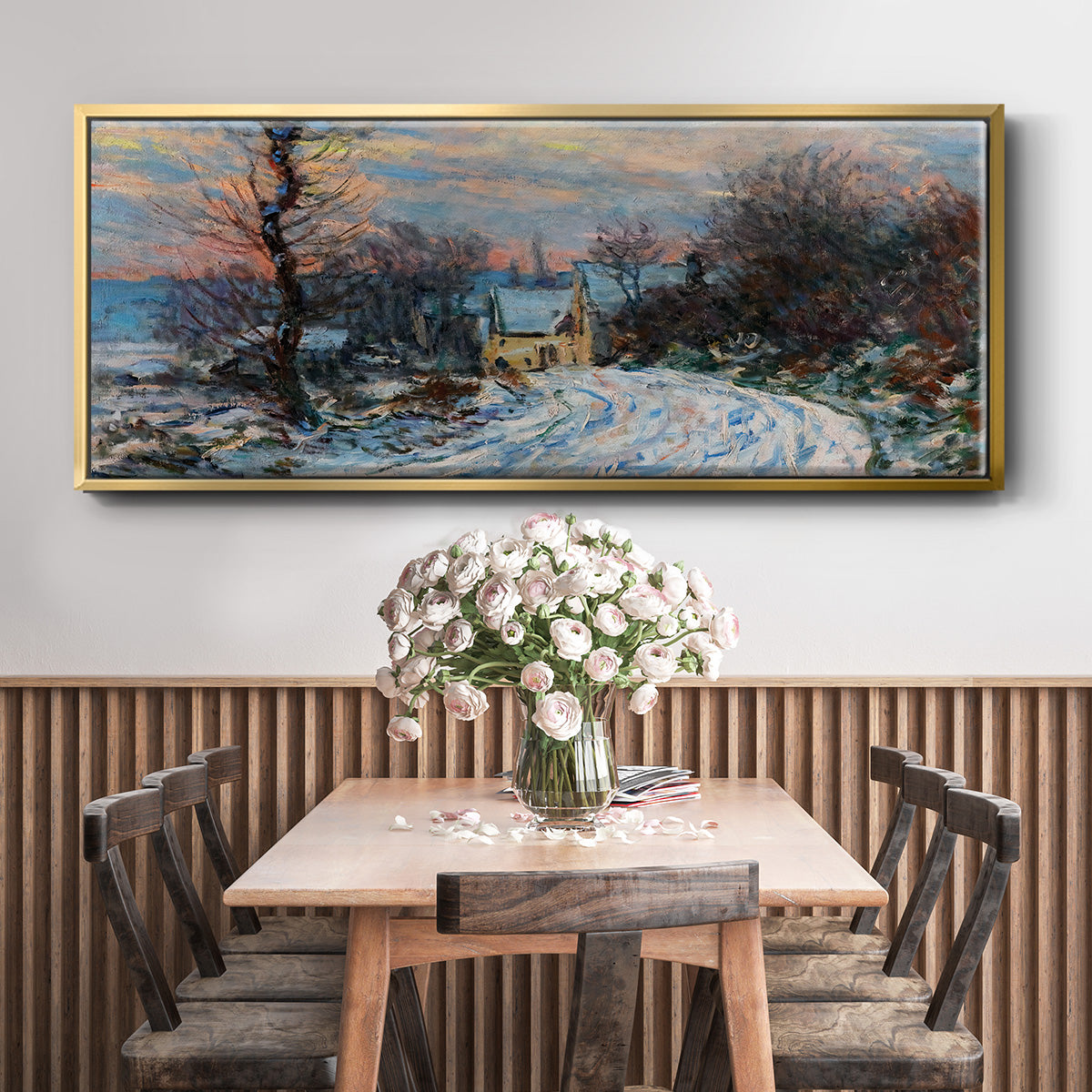 Road to Giverny in Winter, 1885 - Floater Framed Canvas Print