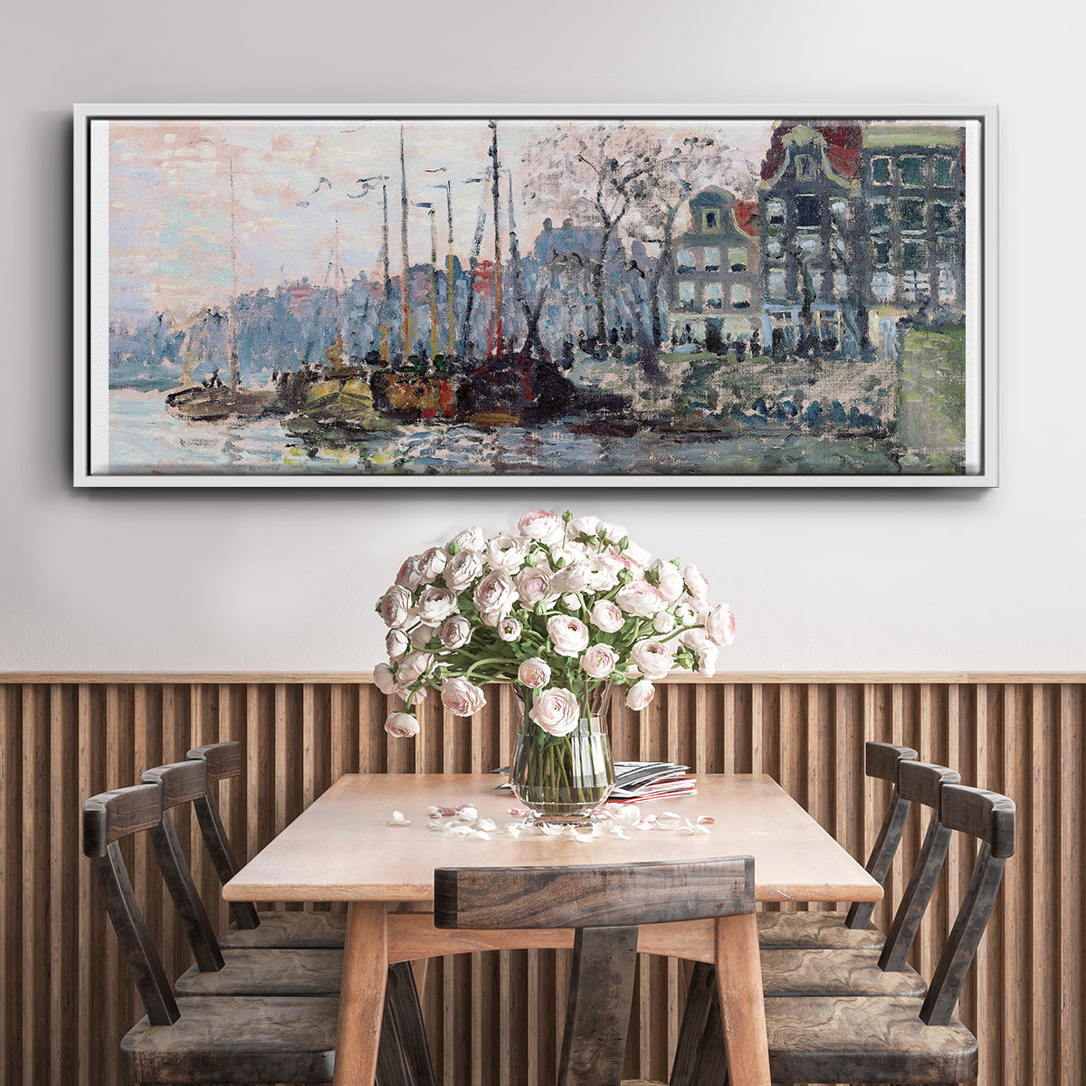 View of the Kromme Waal in Amsterdam - Floater Framed Canvas Print